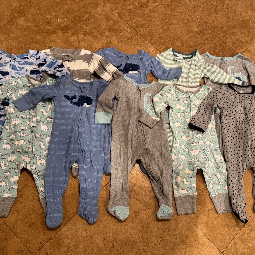 Blue and Gray Kids One Piece pajama bundle